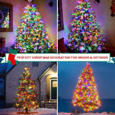 Multicolor Christmas Tree Fairy Lights, 16 Strings x 2m, 400 LEDs, Mains Powered with 8 Modes, Memory & Timer, Waterproof for 5-10ft Trees – Indoor & Outdoor
